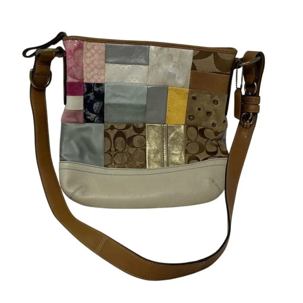 Women’s Vintage Coach B06Q-10018 Crossbody Bag Multicolor Patchwork Monogram